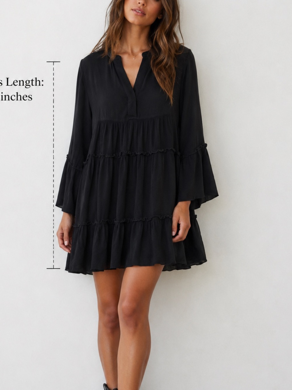 Elan Black Ruffle Trim Swing Mini Dress small